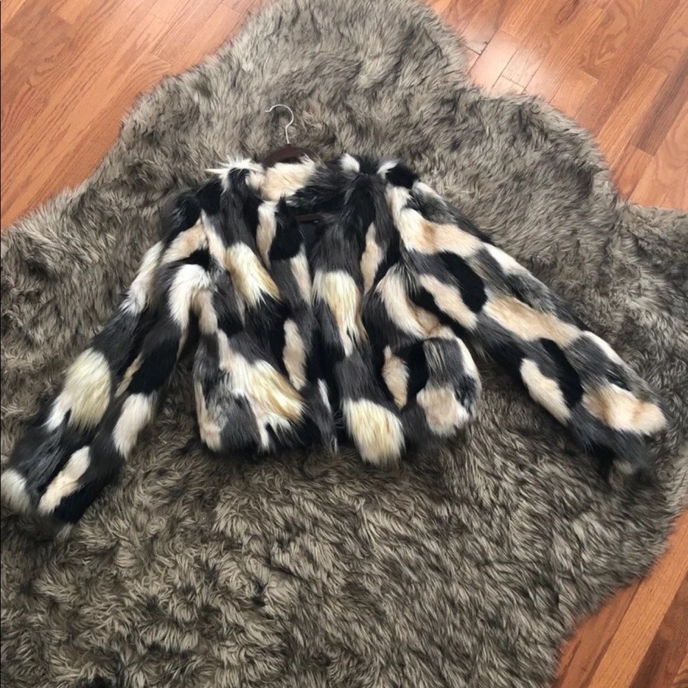 Multicolored Faux Fur Coat